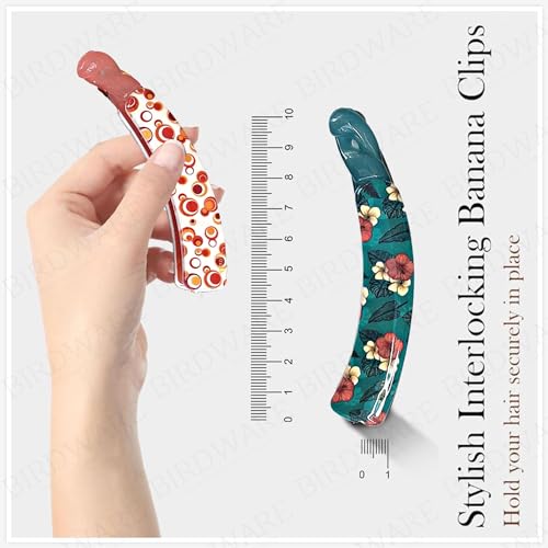 BIRDWARE Products Colorful Floral Banana Hair Clip Classic Clincher Comb Fashionable Printed Twist Clip Banana Clips Hair Comb Claw Grips Clamp for Girl and Women (PACK OF 9) - Image 2