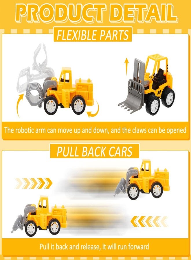 Sosation 12 Pcs Construction Engineering Trucks Small Digger Truck Toys Pull Back Vehicles Mini Excavator Toys Car Set for Kids Birthday Party Favors Boys Girls Gifts Cake Stocking Stuffers - Image 3
