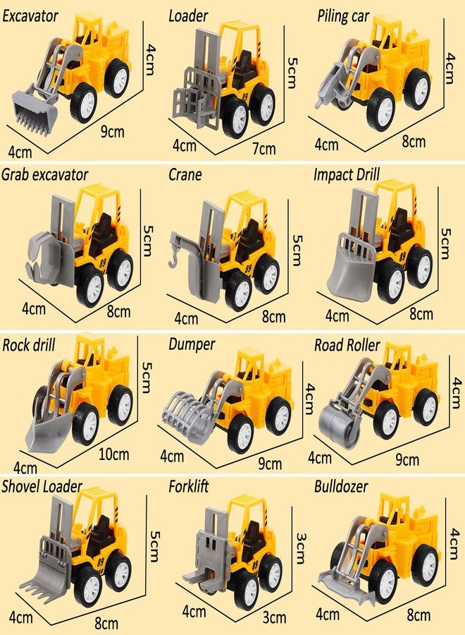 Sosation 12 Pcs Construction Engineering Trucks Small Digger Truck Toys Pull Back Vehicles Mini Excavator Toys Car Set for Kids Birthday Party Favors Boys Girls Gifts Cake Stocking Stuffers - Image 2