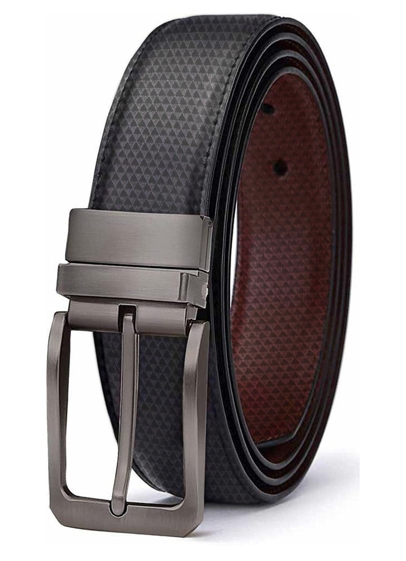 ZORO Men's Vegan Leather Reversible Black and Brown Belt | Rotating Buckle | RSCR-01C (BLACK/BROWN CR, 36) - Image 1