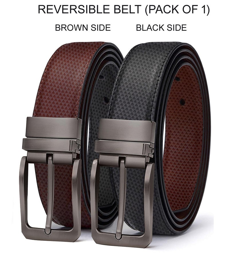 ZORO Men's Vegan Leather Reversible Black and Brown Belt | Rotating Buckle | RSCR-01C (BLACK/BROWN CR, 36) - Image 2