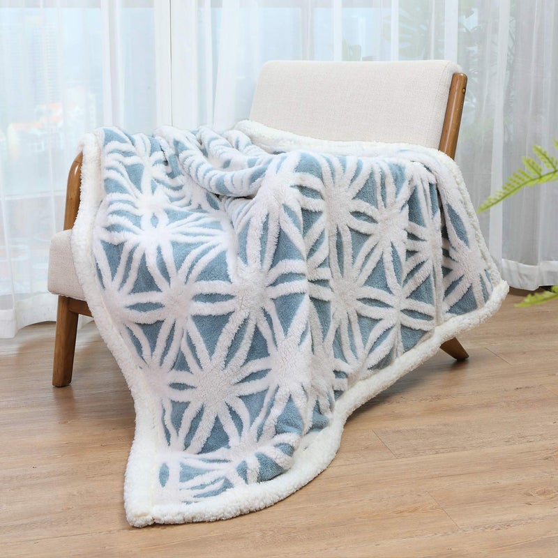 LOMAO Sherpa Fleece Blanket Fuzzy Soft Bed Blanket Dual Sided Throw Blanket fit Couch Sofa (Light Blue,51x63 inch) - Image 2