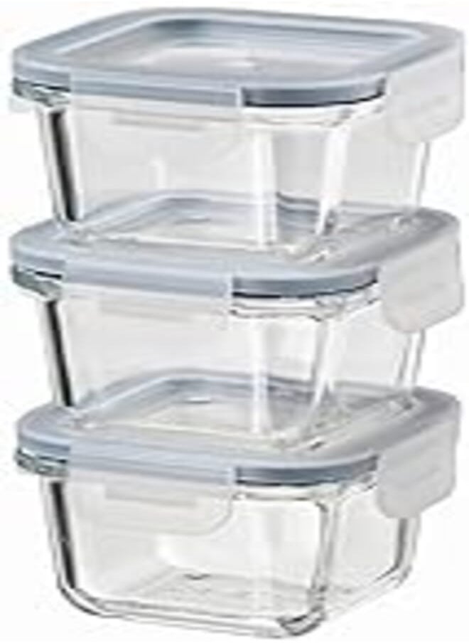 Ikea - IKEA ASIA 365+ Food container with lid, SquareGlass 180ml, Set of 3 - Image 1