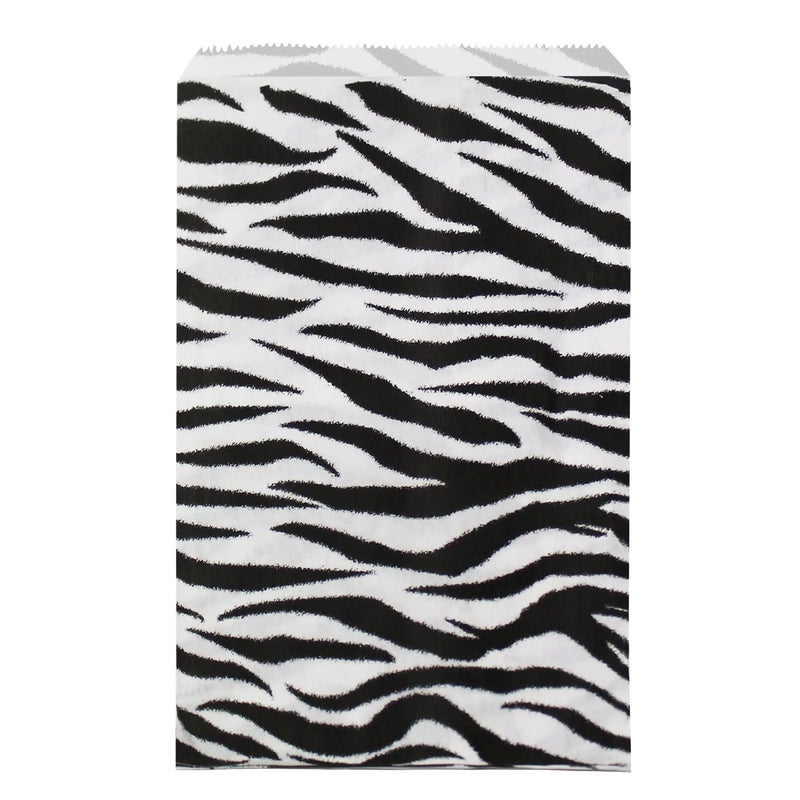Ikee Design 200 Pcs of 6 x 9 Inch Flat Plain Paper or Patterned Bags for Candy Cookies Merchandise Party favors Gift bags Small Paper Bags with Zebra Animal Print