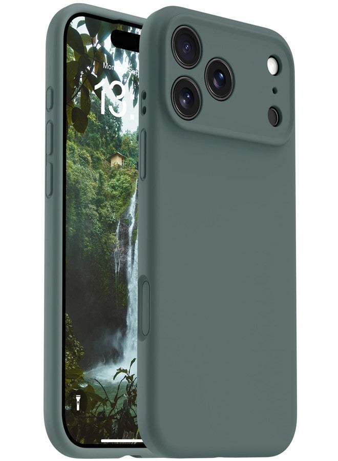 اوتوفلاي جراب OTOFLY المغناطيسي لهاتف iPhone 17 Pro Max، متوافق مع Magsafe، جراب كلاسيكي من السيليكون السائل، زر تحكم مدمج بالكاميرا، بطانة من الألياف الدقيقة مقاومة للخدش، لون أخضر صنوبري - Image 1