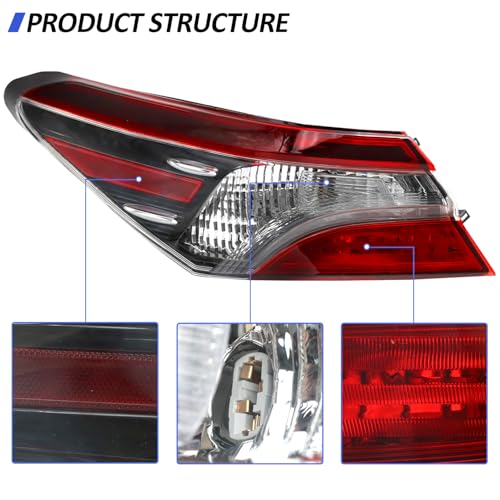 LEAVAN Left outer Tail Light Fit for 2021 2022 2023 Toyota Camry LE/SE/TRD, Halogen Tail Lamp Assembly Replacement (Driver Side) - Image 2