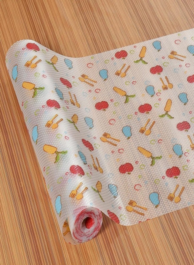 HaRvic Kitchen Drawer Fridge mat Flower Design PVC mat Shelf Rectangular Roll Mat PVC Anti-Skid Wardrobe Kitchen Drawer Shelf Mat Table Mat EVA Kitchen Cabinet Shelf Mat (45X100) - Image 4