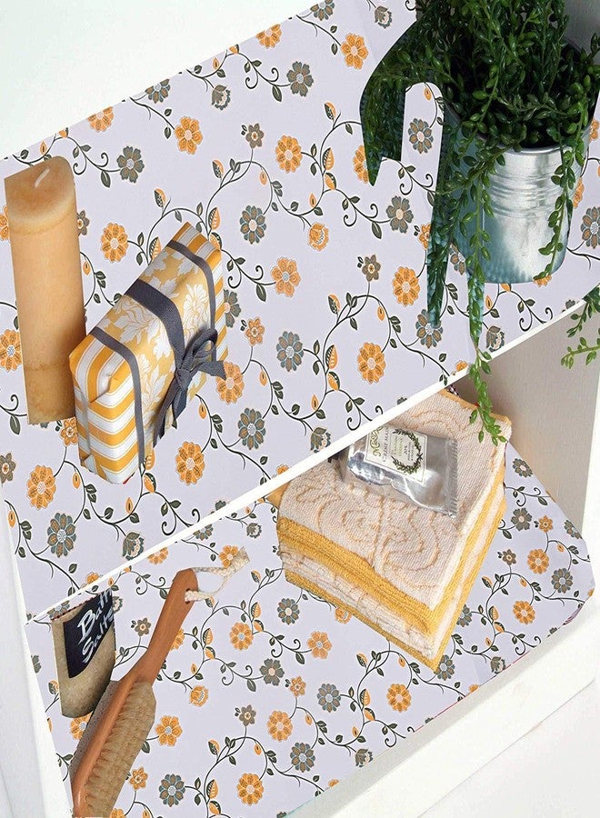 HaRvic Kitchen Drawer Fridge mat Flower Design PVC mat Shelf Rectangular Roll Mat PVC Anti-Skid Wardrobe Kitchen Drawer Shelf Mat Table Mat EVA Kitchen Cabinet Shelf Mat (45X100) - Image 5