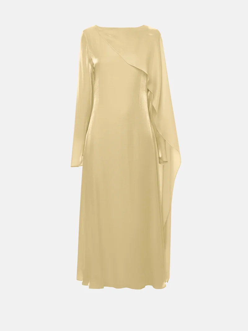 Lichi Textured maxi dress with one shoulder cape
