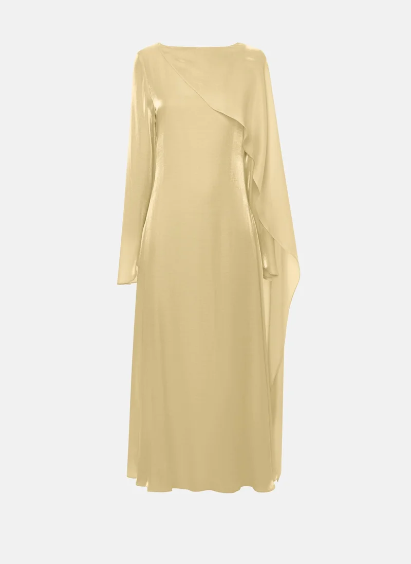 Lichi Textured maxi dress with one shoulder cape