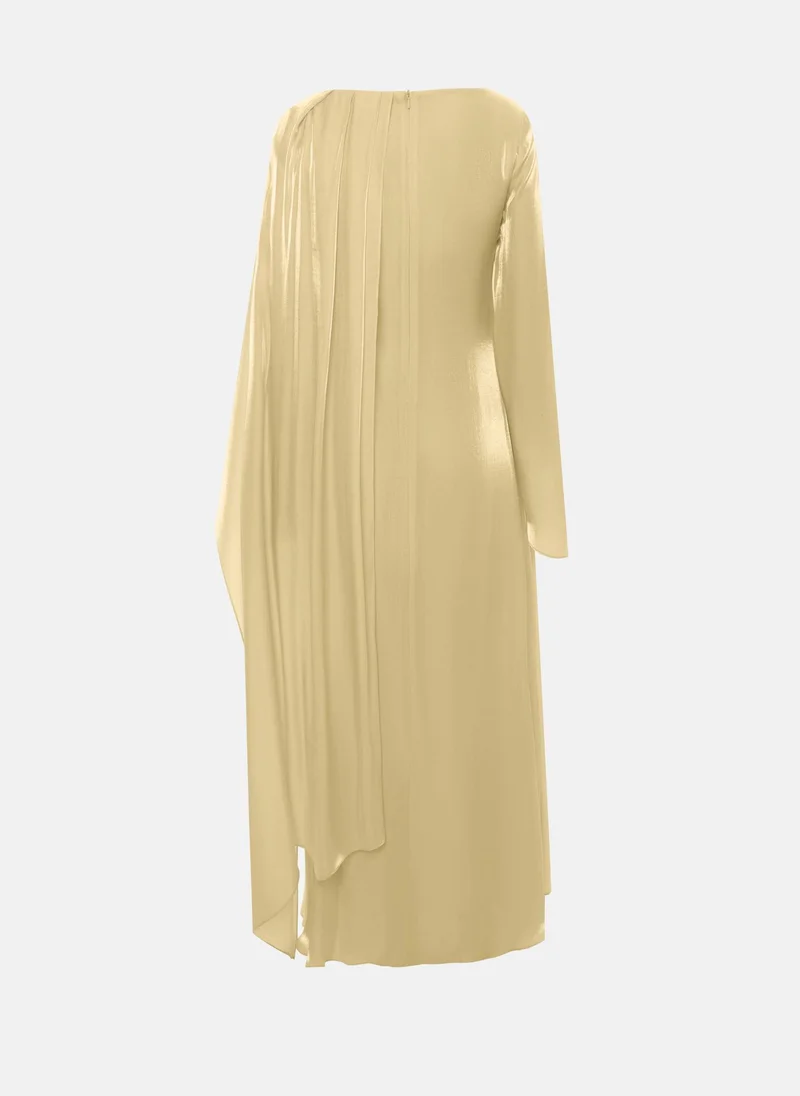 Lichi  Textured maxi dress with one shoulder cape for Women | Best Price UAE
