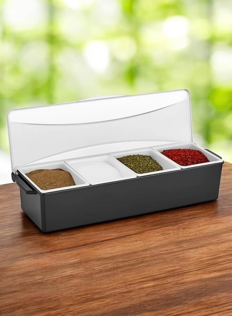 GastroPlast صواني التزيين مع 4 حجرات حاوية قابلة للإزالة، أسود/شفاف، Gse 07 - Image 2