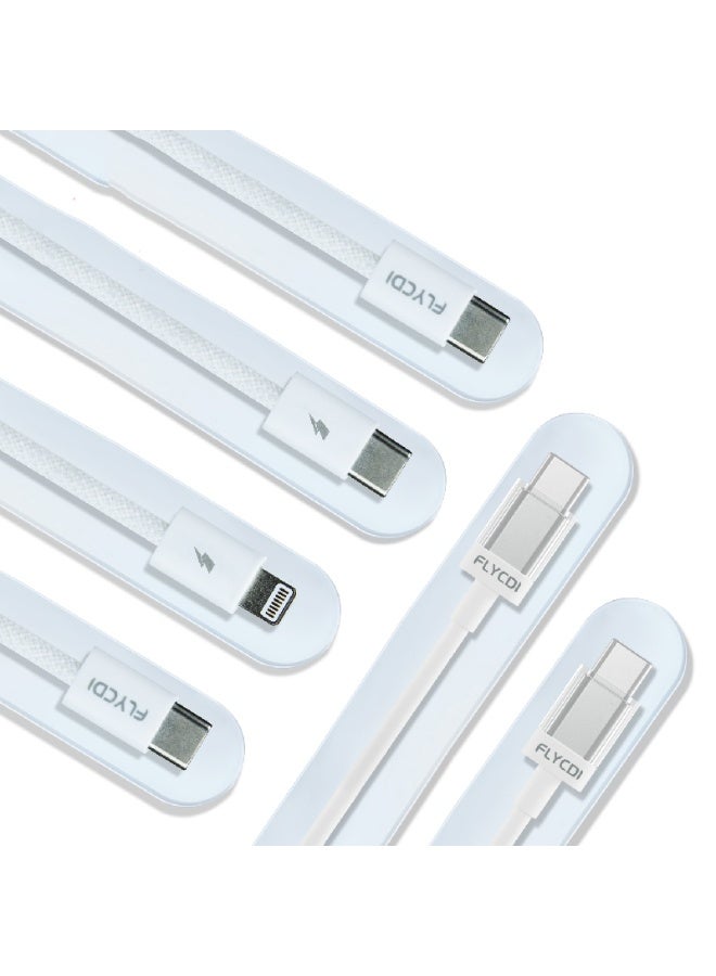 flycdi FLYCD Multi USB Cable, 48MBPS Fast Charging, White Braided Cord, Type-C Lightning Compatible with iPhone, Universal Charging Cable - Image 5