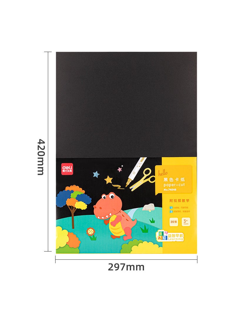 Generic Deluxe A4 Black Cardstock 20pcs Thick Art Craft Paper 74848 black cardboard A3 [20]] 