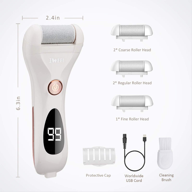 IWEEL Callus Remover for Feet Shaver Rechargeable Electric Foot File Pedicure Tools for Feet Professional Callous Shaver Waterproof Pedicure kit for Cracked Heels and Dead Skin - Image 3
