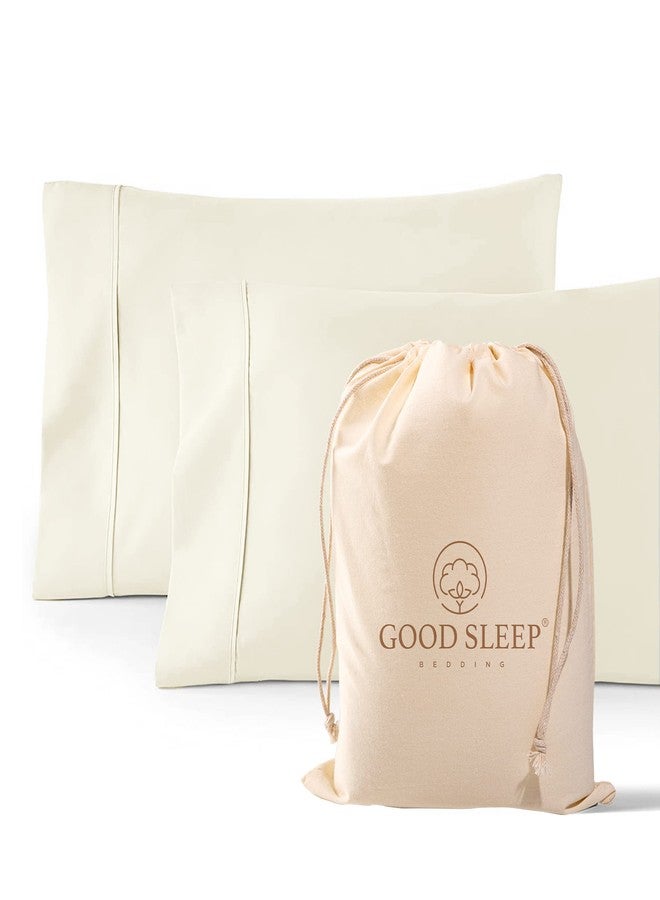 Good Sleep Bedding 1000 TC Ivory King Pillowcases Set of 2 100% Egyptian Cotton Pillow Cases with Long Staple Cotton & Sateen Weave, Silky Soft Hotel - Like Bed Pillow Covers for Comfy Sleeping, Snug Fit - Image 1