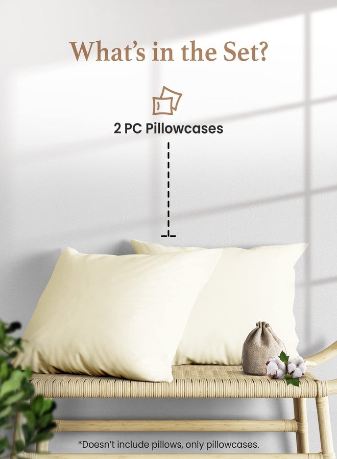 Good Sleep Bedding 1000 TC Ivory King Pillowcases Set of 2 100% Egyptian Cotton Pillow Cases with Long Staple Cotton & Sateen Weave, Silky Soft Hotel - Like Bed Pillow Covers for Comfy Sleeping, Snug Fit - Image 2