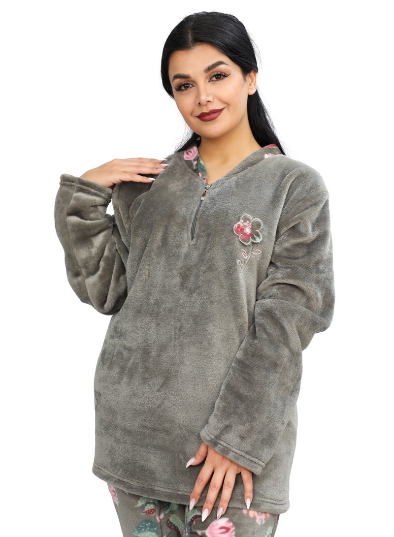 دعدوش  بيجامه حريمي قطيفة ملمس فائق النعومة - Image 2