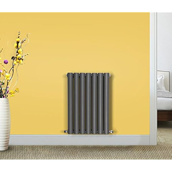 MODERN OVAL COLUMN RADIATOR ANTHRACITE 600X413MM DESIGNER HORIZONTAL BATHROOM CENTRAL HEATING DOUBLE PANEL - Image 3