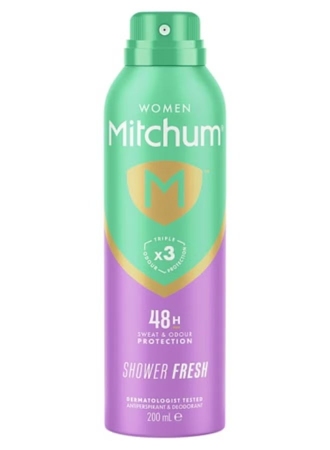 ميتشوم ميتشام مزيل عرق للسيدات ثلاثي الحماية من الروائح – شاور فريش، 48 ساعة، بخاخ مضاد للتعرق – 200 مل