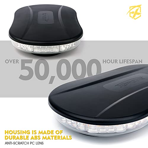 Xprite COB LED Rooftop Strobe Beacon Lights Bar, Warning Caution Snowplow Light 19 Flashing Patterns w/Magnetic Base for Emergency Construction Vehicles Tow Trucks Postal Mail Van - White&Amber - Image 3