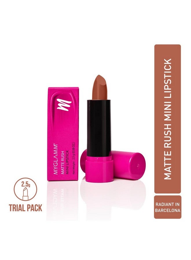 MyGlamm Matte Rush Mini Lipstick - Radiant In Barcelona (Caramel Nude Shade) | Exclusive Trial Products At Special Price | Moisturising, High Colour Payoff, Long Lasting Bullet Lipstick|2.5G - Image 2