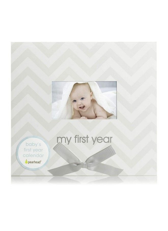 pearhead - Baby First Year Calendar Track Every Milestone And Memory Gray Chevron - Image 1