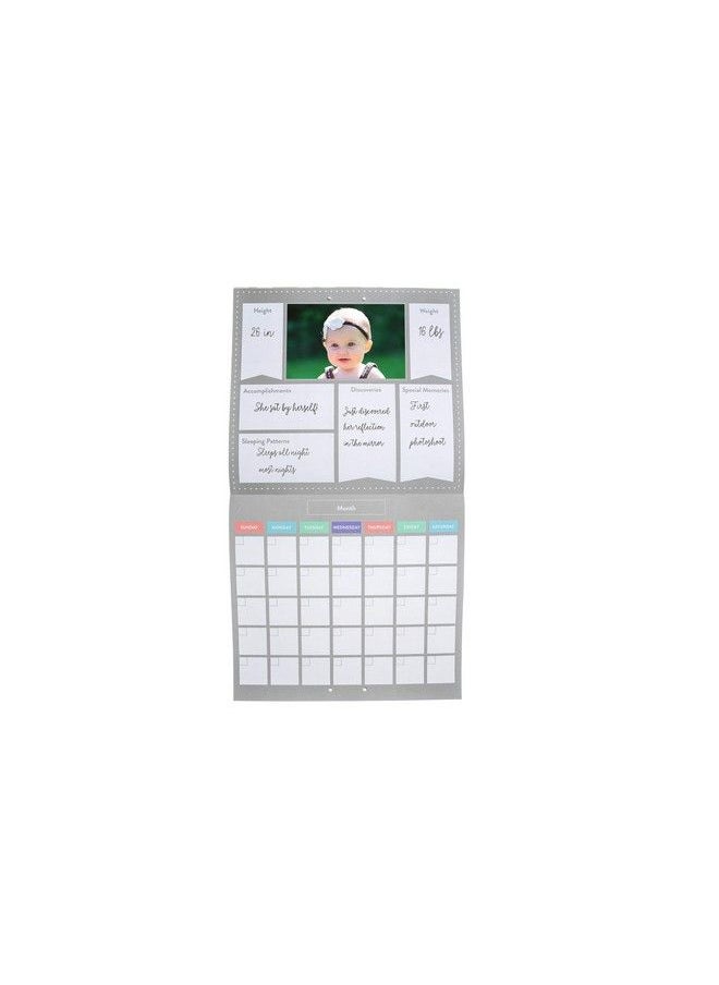 pearhead - Baby First Year Calendar Track Every Milestone And Memory Gray Chevron - Image 1