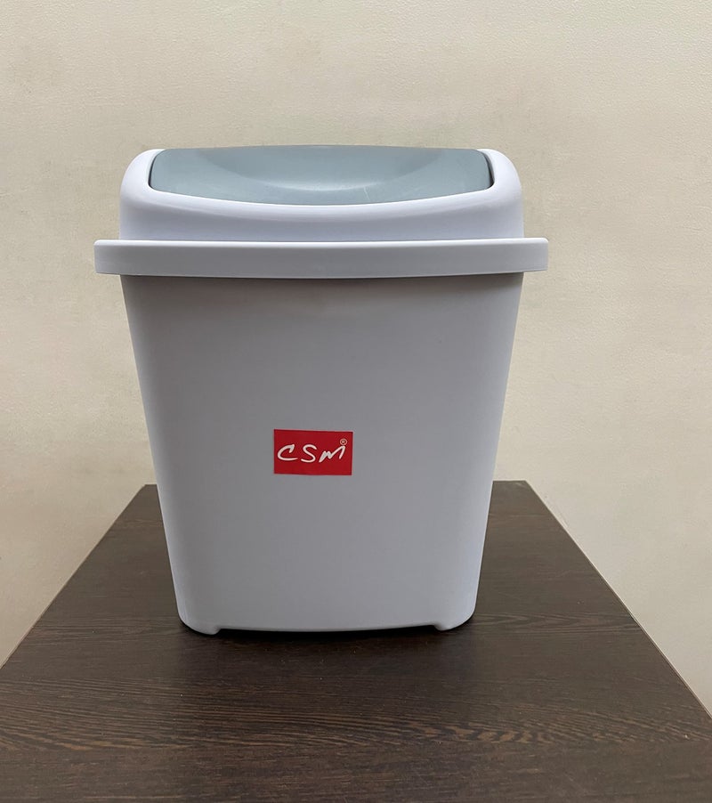 c s m CSM Dustbin Garbage Bin Trash Bin with Swing Lid For Home, Office, Kitchen, 5 Liters - Grey - Image 3