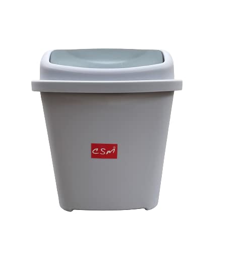 c s m CSM Dustbin Garbage Bin Trash Bin with Swing Lid For Home, Office, Kitchen, 5 Liters - Grey - Image 1