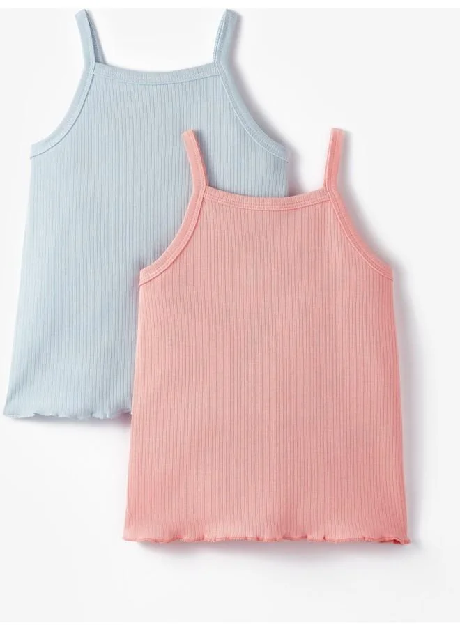 JUNE June Girls 2-PackEmbroidered Tank Top Pink - Light Blue