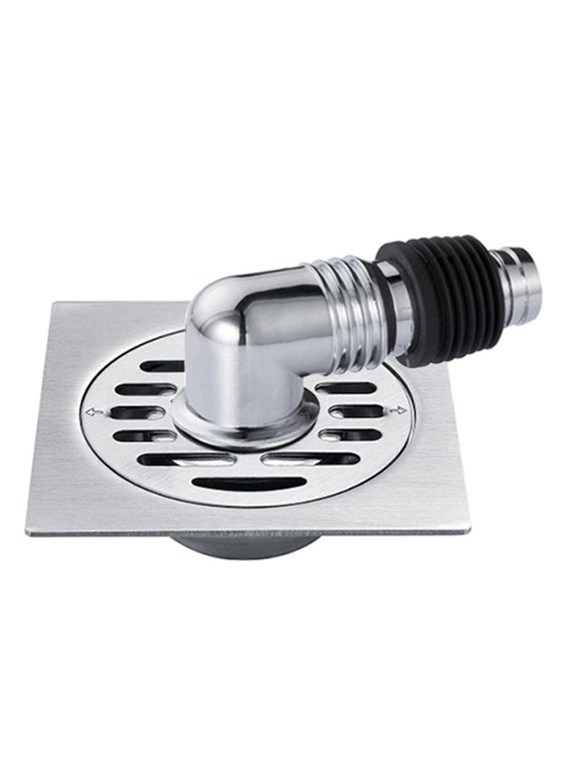 Washing Machine Floor Drain Cover,   Bathroom Square Sink Drain Strainers, Easy Clean,  Home with Pipe Connector (Silver) - Image 1
