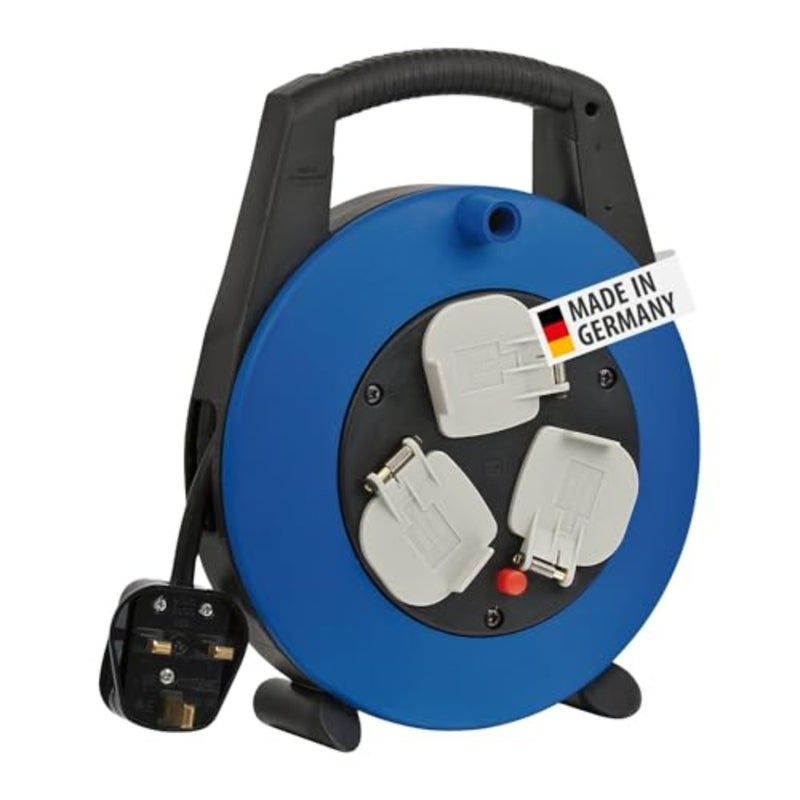 صندوق كابل Vario Line ذو 3 اتجاهات كابل تمديد 5 متر، محمول، صندوق بكرة كابل بلاستيكي صغير مع مقبض حمل، صنع في ألمانيا - Image 1