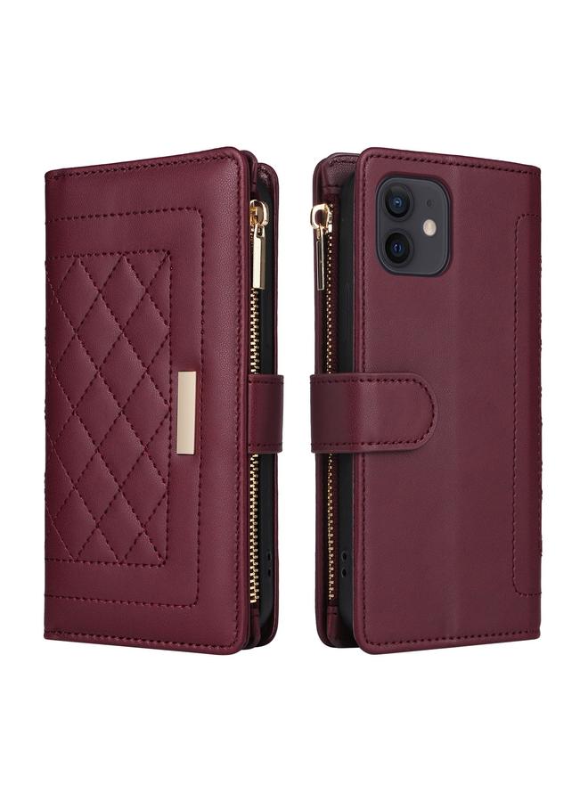 زبون جراب هاتف iPhone 11 Crossbody بسحاب محفظة جلد على شكل معين - Image 3