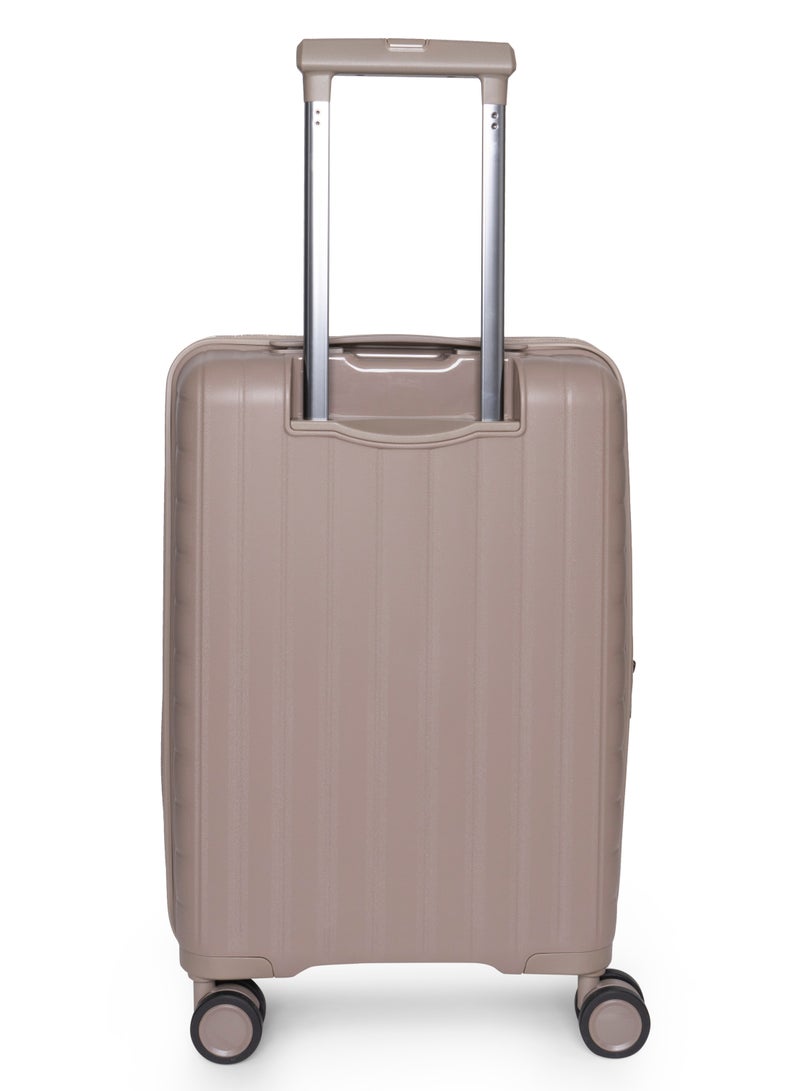 GIORDANO Giordano Titanium 20-Inch Carry-On Cabin Luggage – Front Opening Hard Shell Luggage, Laptop Compartment & USB Port, Secure Lock, Expandable Spinner Wheels, Lightweight Business Travel Luggage – Beige  - Image 5