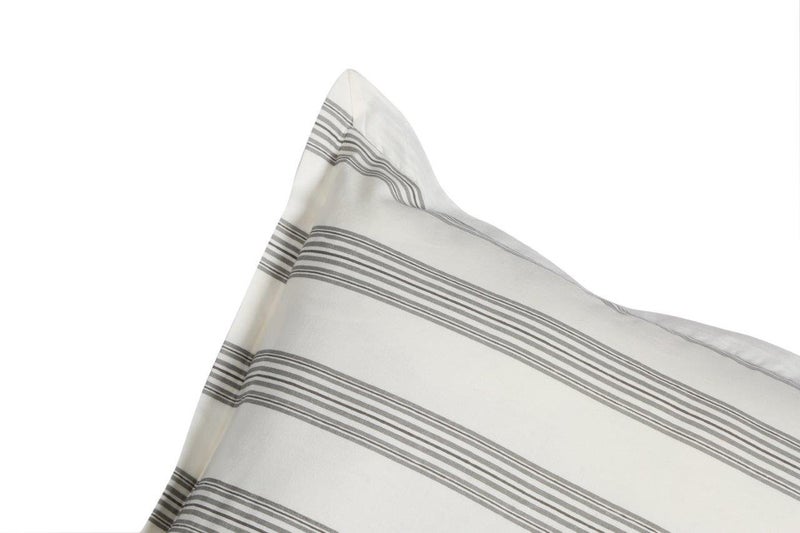 Contrast Living Cotton Stripe Design Provance French Pattern Printed Pillow Cover 45x70 cm Grey Pack of 2 - Image 3