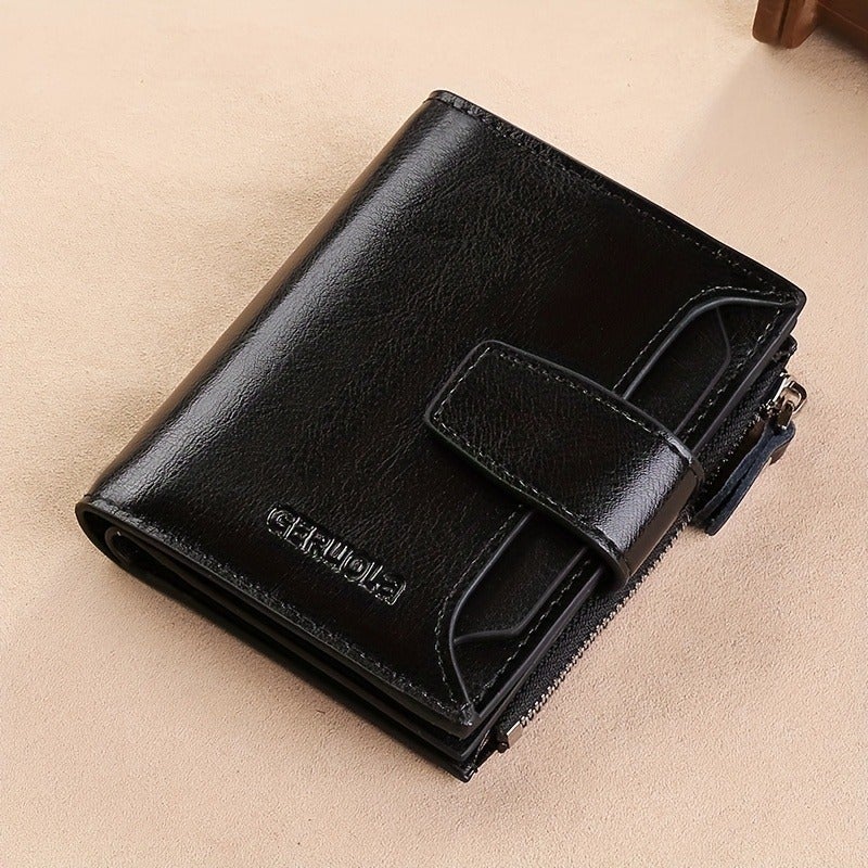 GERUOLA RFID Anti-Theft Refreshed Tri-Fold Multi-Function Leather Wallet with Magnetic Card Holder - Image 1