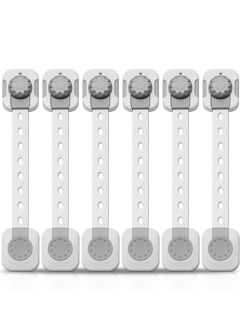 UREVO Baby Safety Locks 6pcs Adjustable Child Safety Latch Double Button Anti-Clip System for Cabinets Drawers Fridge Closet Doors Baby Proofing for Home Use Everyday Safety - Image 1