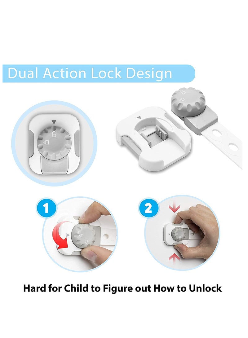 UREVO Baby Safety Locks 6pcs Adjustable Child Safety Latch Double Button Anti-Clip System for Cabinets Drawers Fridge Closet Doors Baby Proofing for Home Use Everyday Safety - Image 5