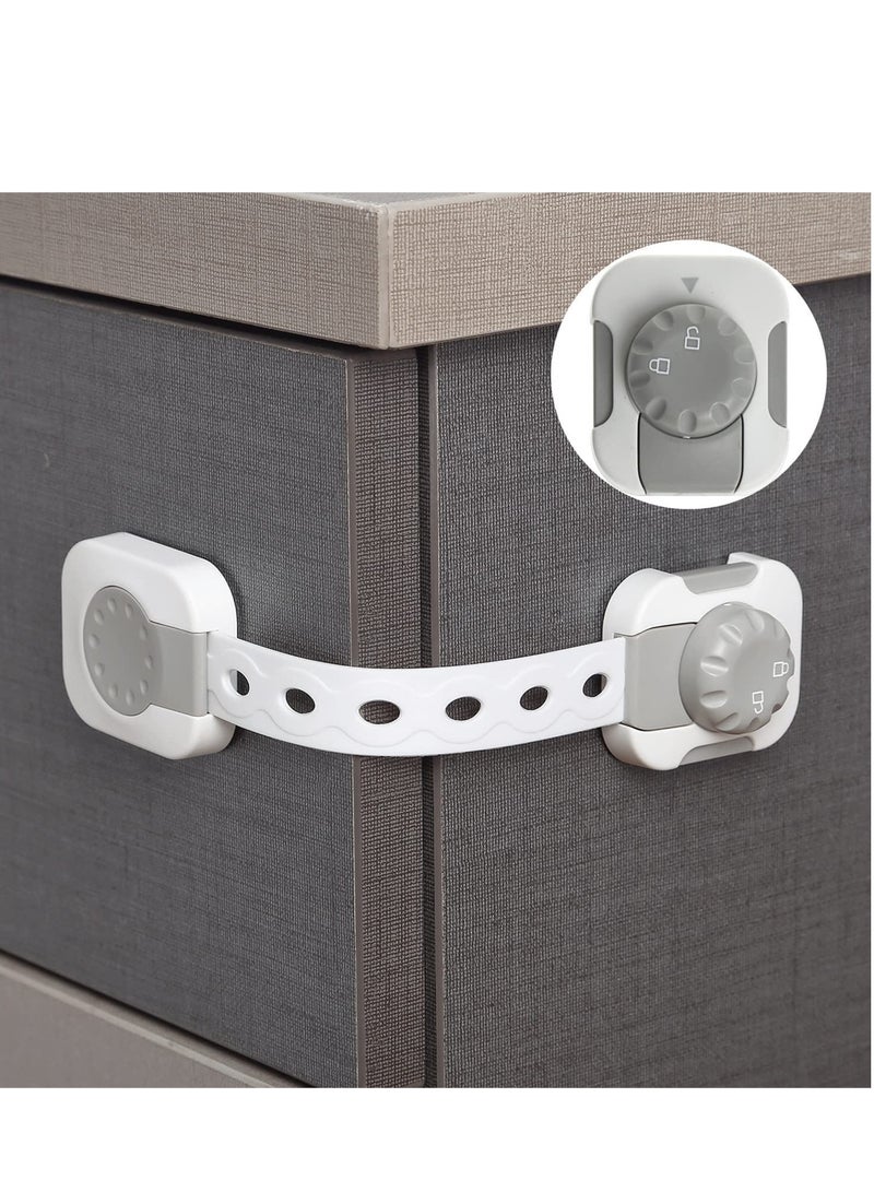 UREVO Baby Safety Locks 6pcs Adjustable Child Safety Latch Double Button Anti-Clip System for Cabinets Drawers Fridge Closet Doors Baby Proofing for Home Use Everyday Safety - Image 2