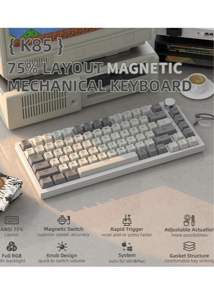 Attack Shark K85 Rapid Trigger 75% Wired Mechanical Gaming Keyboard Gasket with Hot Swapped Adjustable Actuation Magnetic Switch Programmable Knob TKL RGB Backlit PBT Keycaps for Win Mac Gamer  - Image 2