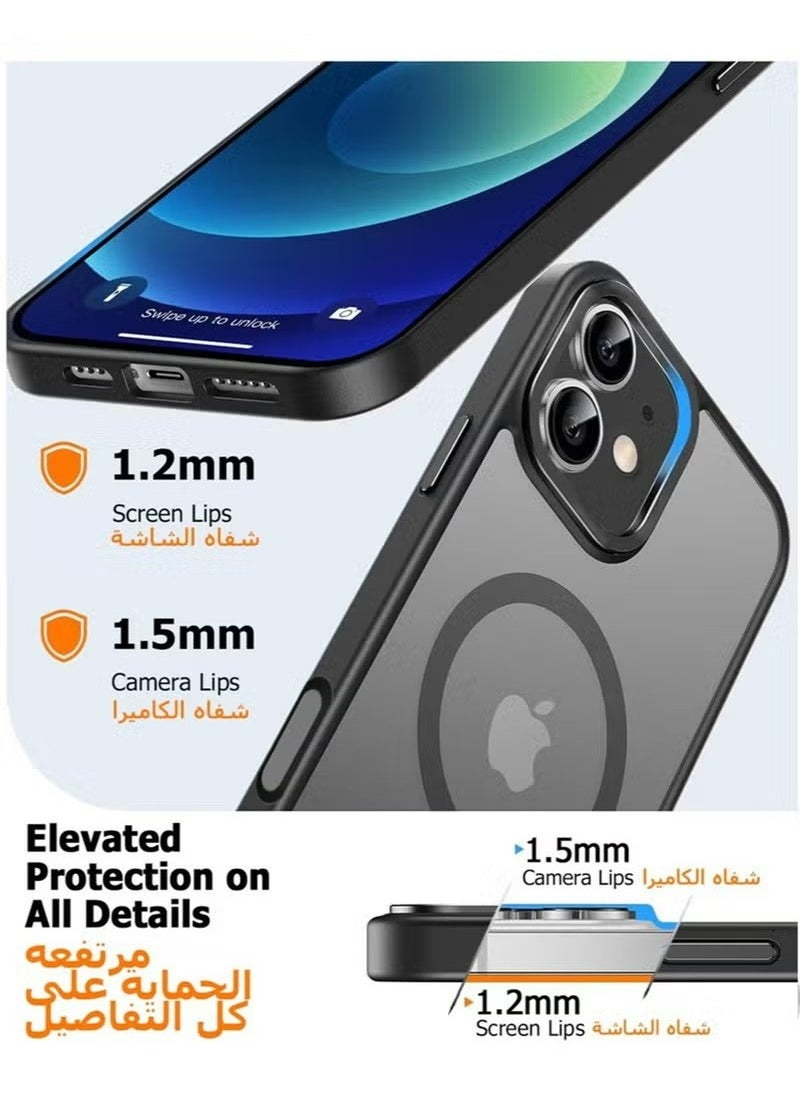 X-level - iPhone 16 Plus Case,Compatible with MagSafe Shockproof Protection Cover,Translucent Matte Phone Case with Strong Magnet,Slim Case for iPhone 16 Plus (2024)(Black) - Image 1