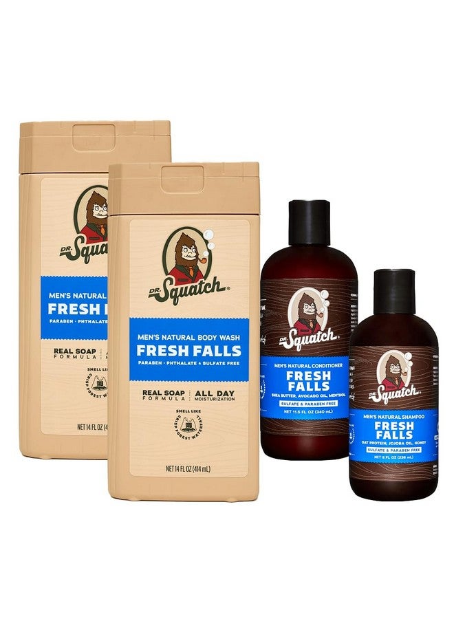 Dr. Squatch NEW Dr. Squatch Natural Body Wash and Hair Kit for Men Gift Set - Fresh Falls - Non-Exfoliating Body Wash (14 oz, 2 Pack) + Shampoo (8 oz) + Conditioner (11.5 oz) - Image 1
