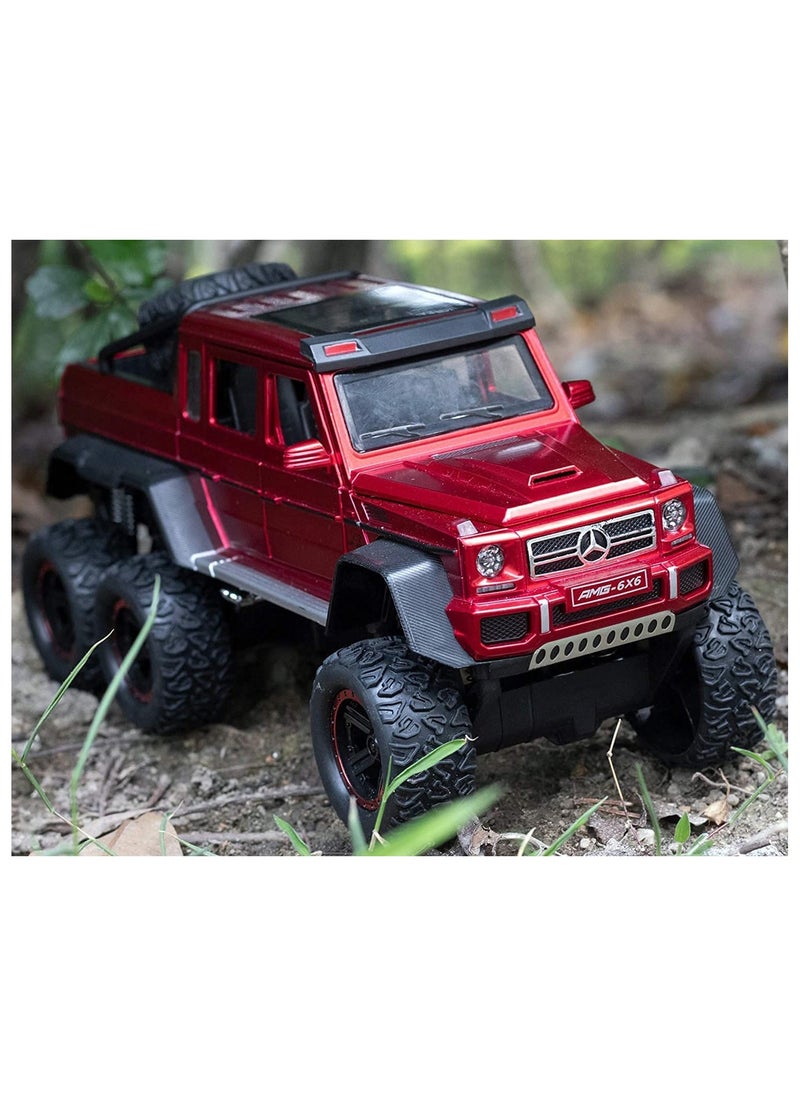 TOY GARDEN New Kids 1:32 Diecast Benz G63 AMG 6x6 V12 Off-Road Pickup Model – Pull Back Supercar with Lights & Sound (Red)  - Image 5