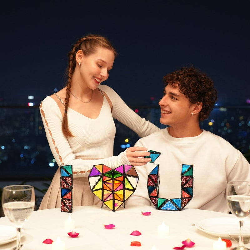 TOSY Magnet Pyramid Stone - 1 Cube Transforms into 1 Billion Shapes  243 Rare Earth Magnets  Holographic Design  Spinner Accessory  Puzzle/Sensory/STEAM Toy  Valentine Easter Birthday Gift (Set of 2) - Image 3