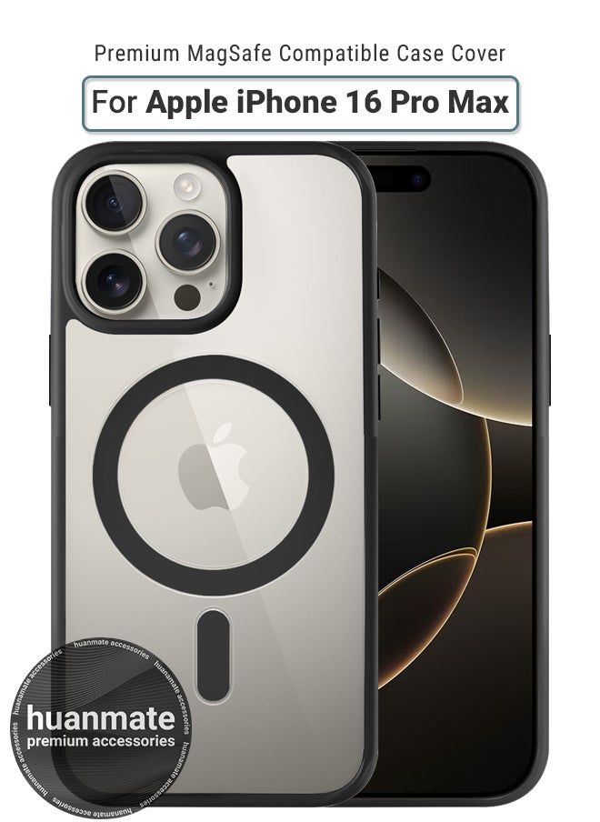 huanmate - Apple iPhone 16 Pro Max MagSafe Case Clear/Black- High Quality Strong Magnet, Wireless Charging Compatible, Shockproof Protection, Ultra Slim Anti-Scratch Magnetic Cover for Apple iPhone 16 Pro Max - Image 1