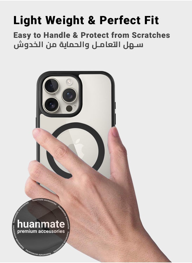 huanmate - Apple iPhone 16 Pro Max MagSafe Case Clear/Black- High Quality Strong Magnet, Wireless Charging Compatible, Shockproof Protection, Ultra Slim Anti-Scratch Magnetic Cover for Apple iPhone 16 Pro Max - Image 1