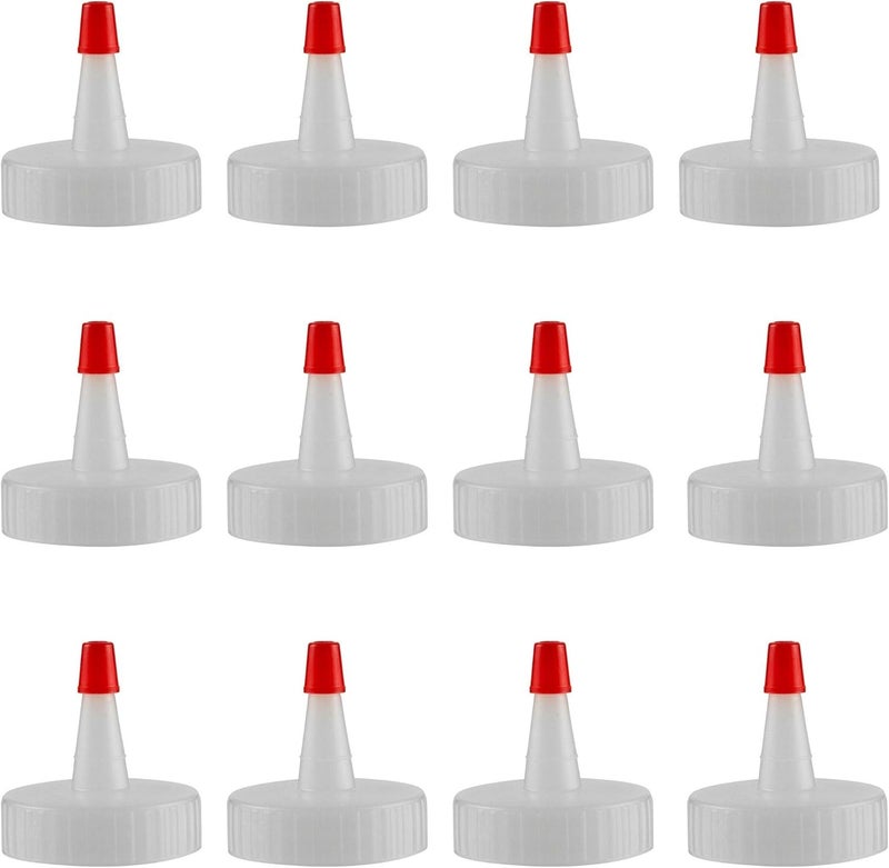 Kelkaa Yorker Natural Red Tip Caps - 38mm Neck, 400 Thread, .030 Orifice, Dispensing Caps for Squeeze Bottles (Pack of 12) - Image 1