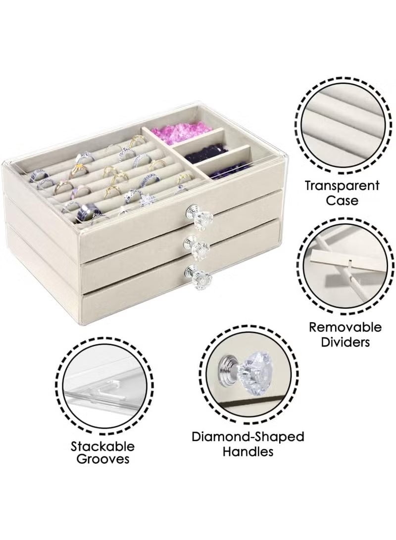 Shein Acrylic Jewelry Boxes & Organizers,Clear Jewelry Box with 3 Drawers - Image 5