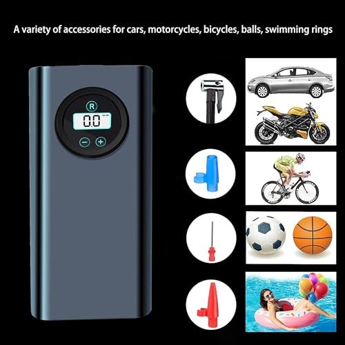 US1984 Portable Tyre Inflator for Car,150PSI Electric Rechargeable Car Air Pump, 4 Tyre Pressure Modes, 2X Faster, Smart Tyre Air Compressor, 3 Nozzles, Auto Shut Off Pump for Cars, Bike, Cycles - Image 4
